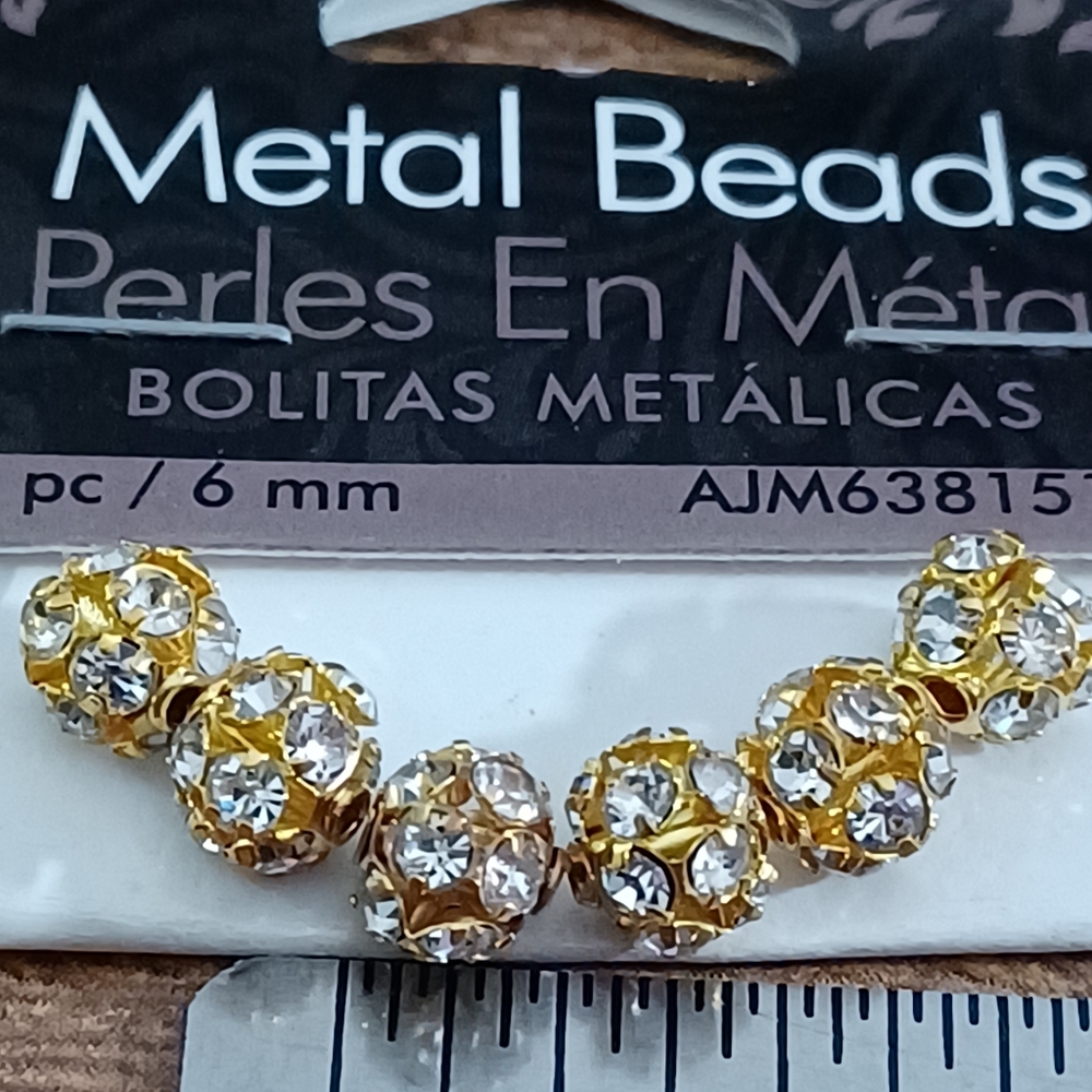 6-6mm metal crystal beads